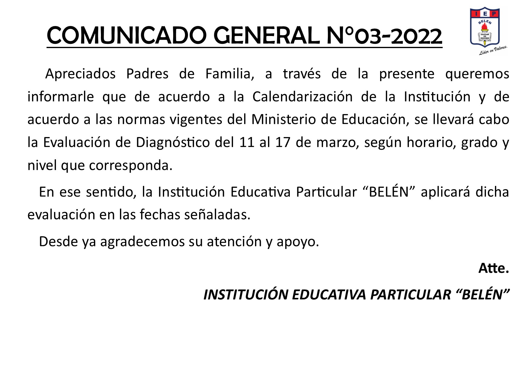 Comunicado General N° 03-2022