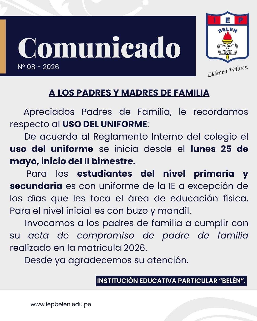 COMUNICADO GENERAL N°08-2026