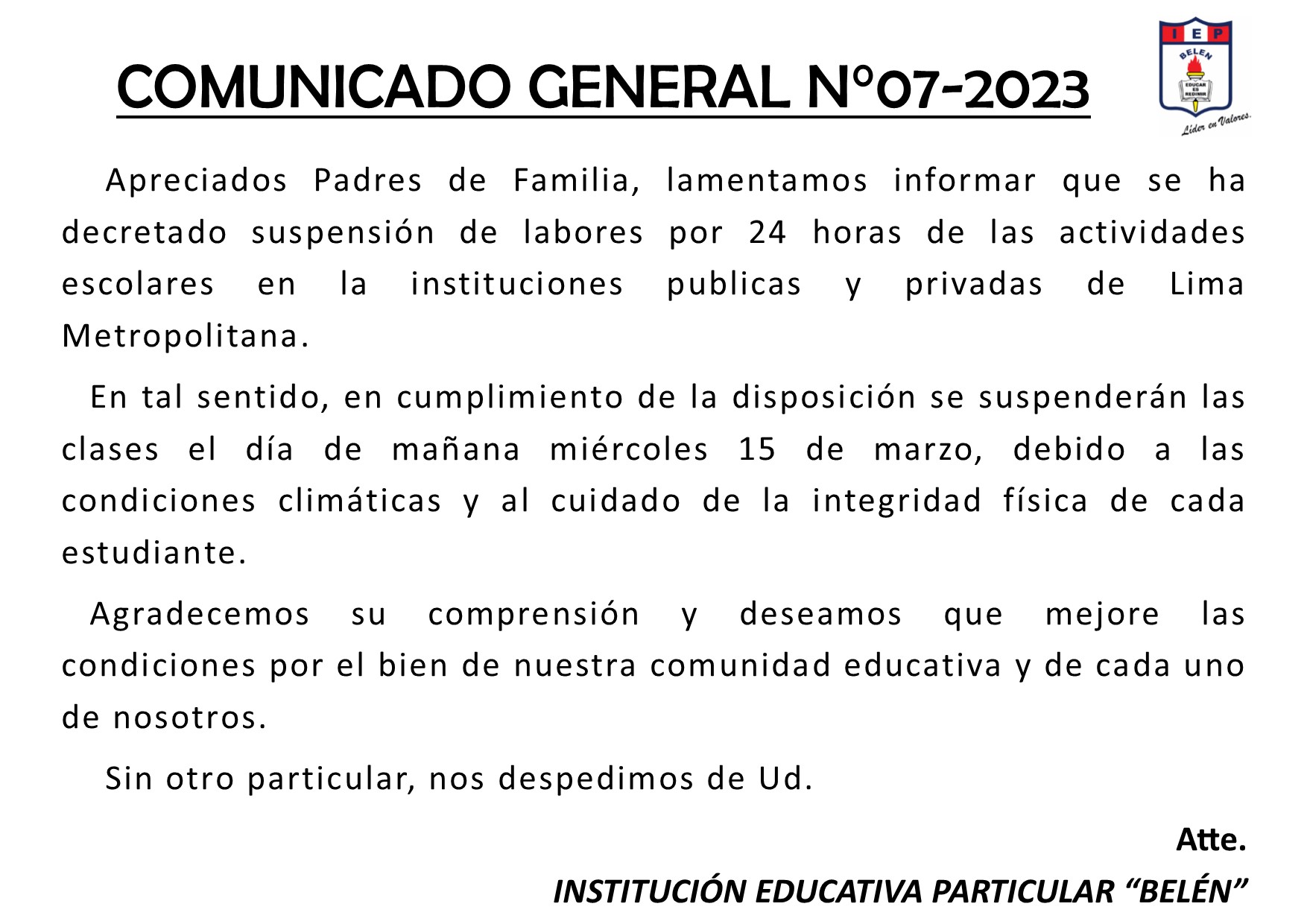 Comunicado General N° 07-2023