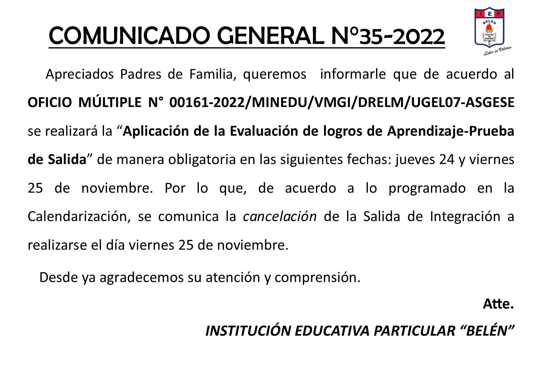 Comunicado General N° 35-2022