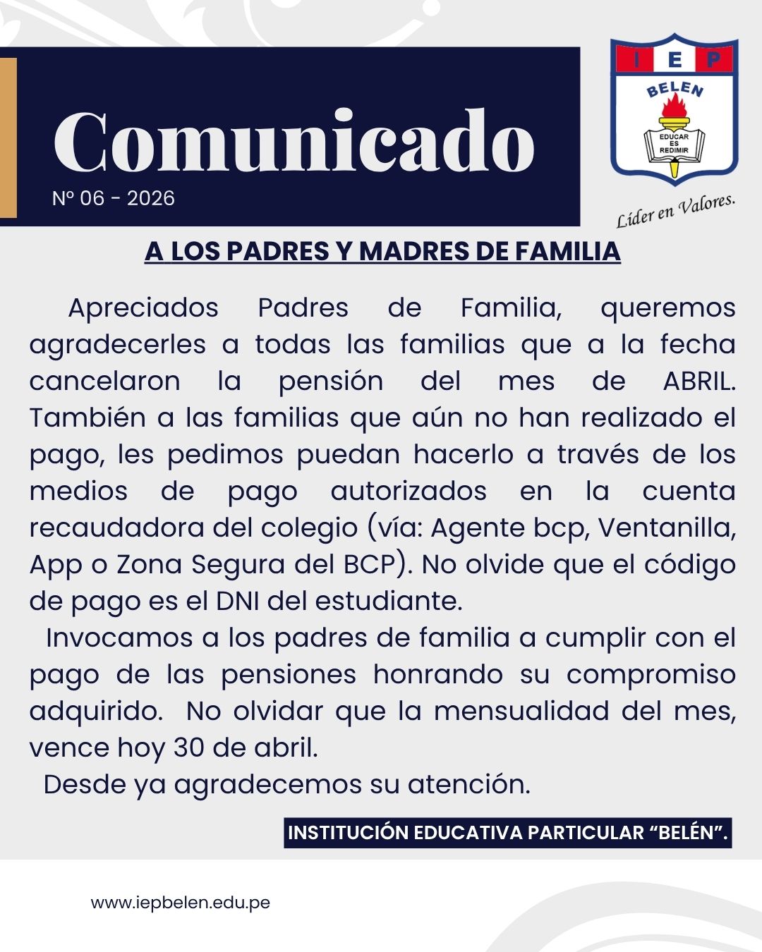 COMUNICADO GENERAL N°06-2026